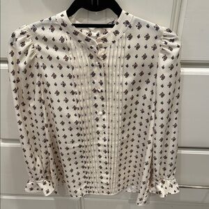 RHODE Cream Blouse with Purple Floral Pattern